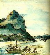 charles billoin paysage aux pecheursv oil painting